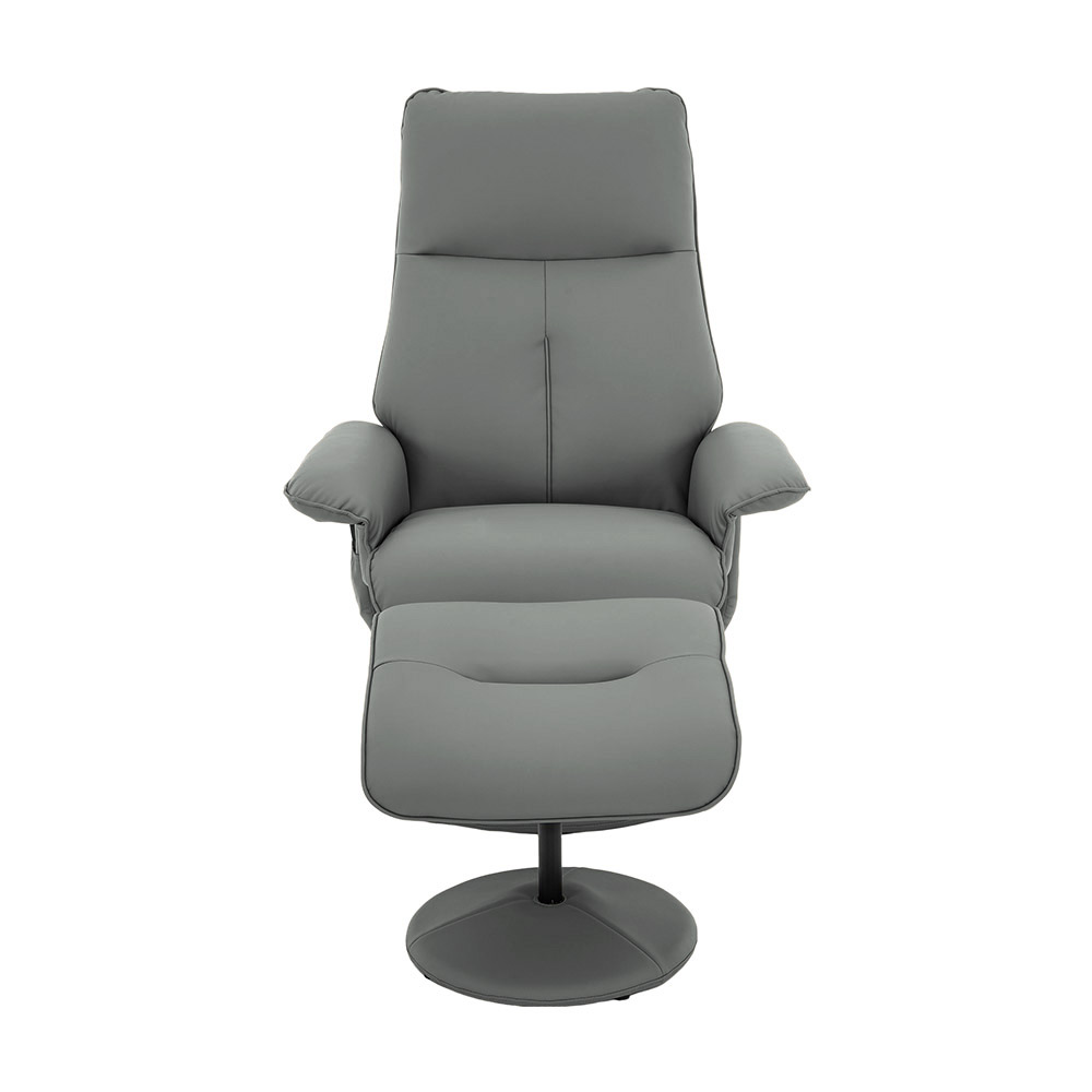 Cadeira Poltrona de Massagem Reclinável e Giratória Arizona com Apoio de Pés Pu Cinza G56 - Gran Belo