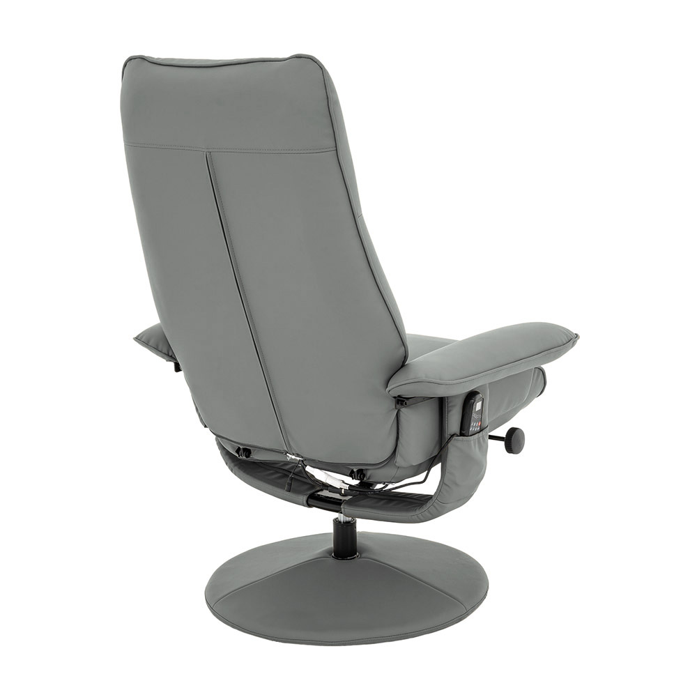 Cadeira Poltrona de Massagem Reclinável e Giratória Arizona com Apoio de Pés Pu Cinza G56 - Gran Belo