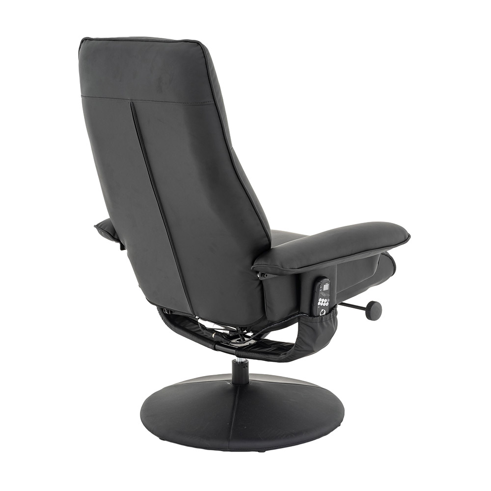 Cadeira Poltrona de Massagem Reclinável e Giratória Arizona com Apoio de Pés Pu Preto G56 - Gran Belo