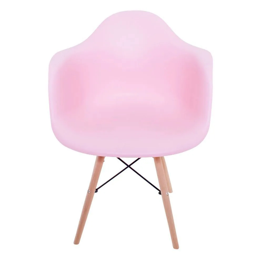 Cadeira Sala de Jantar Charles Melbourne com Base de Madeira Rosa L15 - Facthus