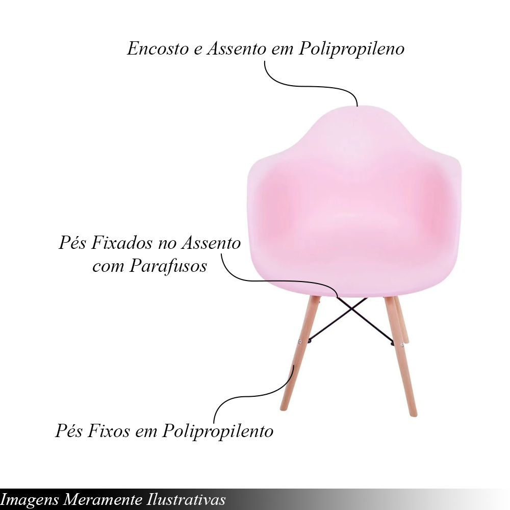 Cadeira Sala de Jantar Charles Melbourne com Base de Madeira Rosa L15 - Facthus