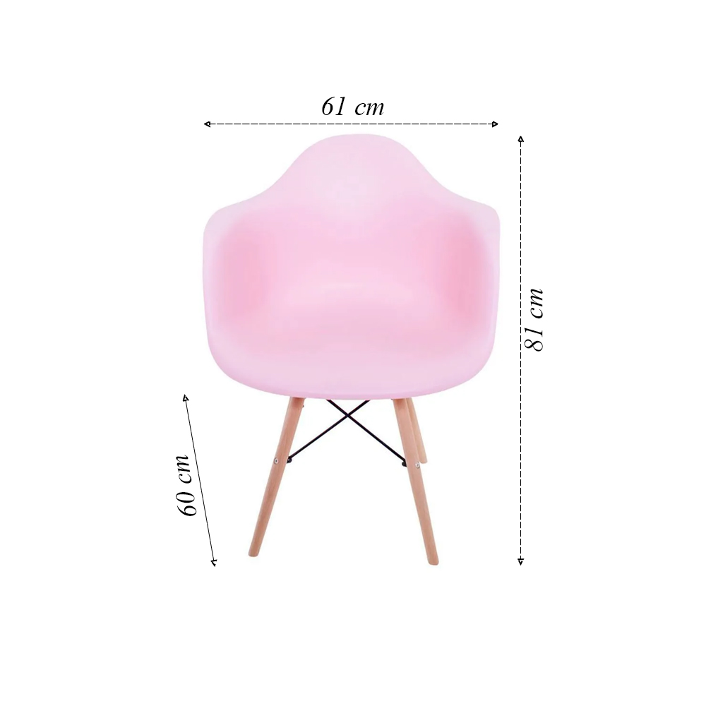 Cadeira Sala de Jantar Charles Melbourne com Base de Madeira Rosa L15 - Facthus