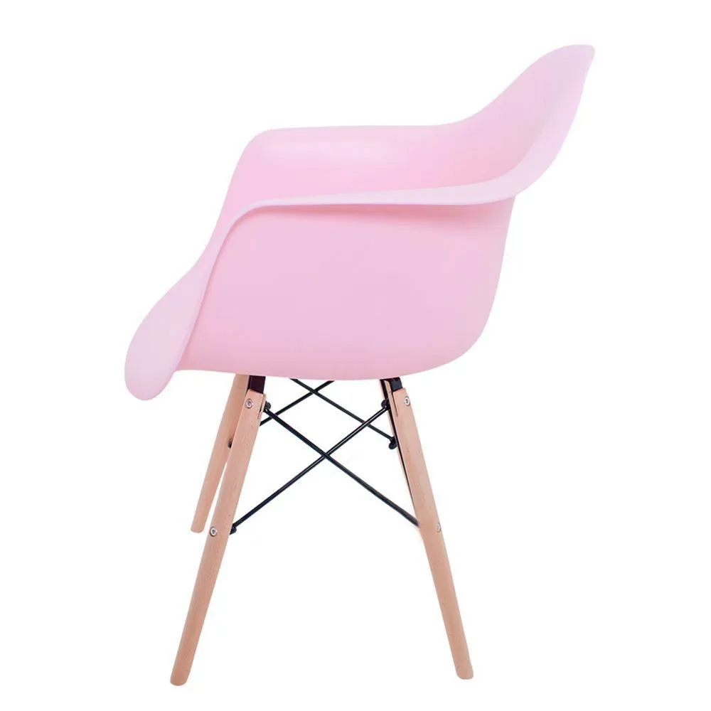 Cadeira Sala de Jantar Charles Melbourne com Base de Madeira Rosa L15 - Facthus