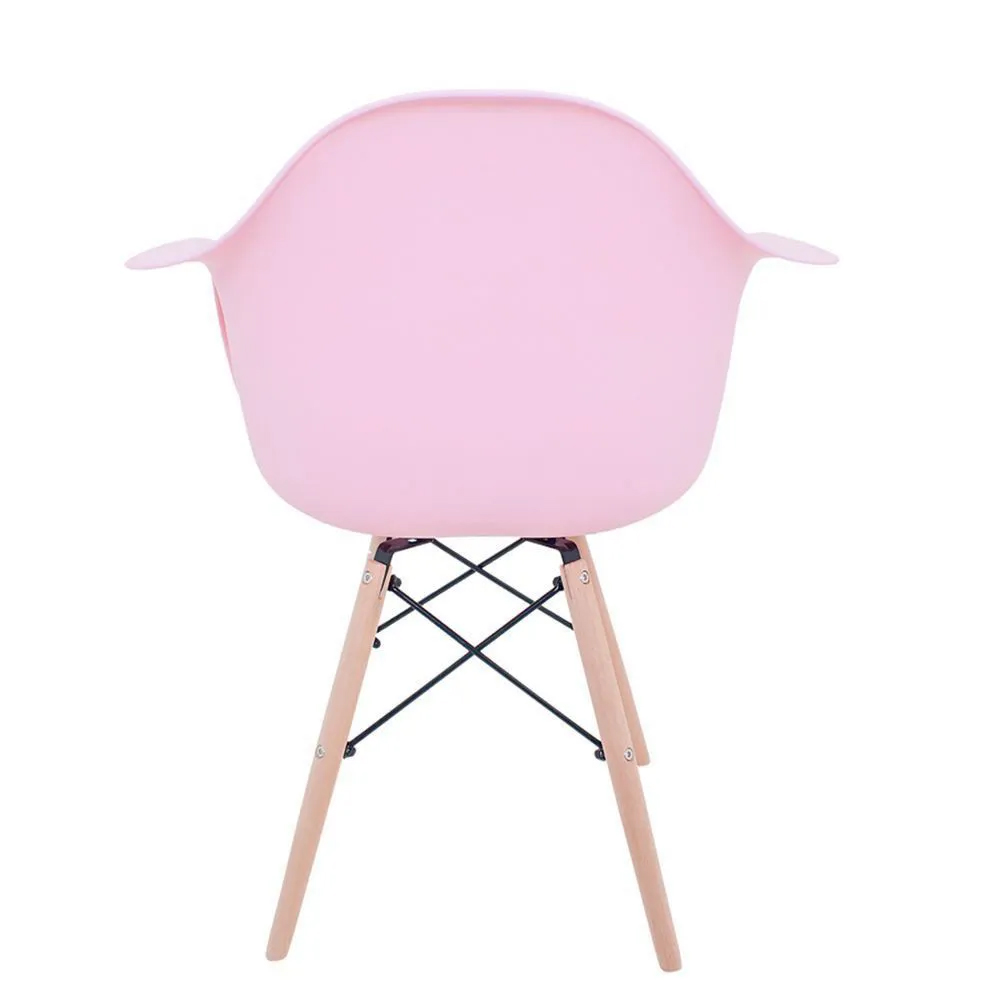 Cadeira Sala de Jantar Charles Melbourne com Base de Madeira Rosa L15 - Facthus