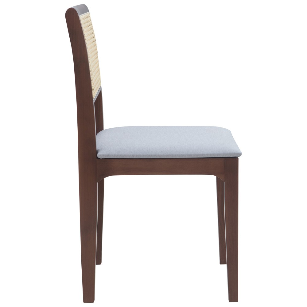 Cadeira Sala de Jantar Madeira Maciça Nivea Tela Rattan Sextavano Linho Cinza/Amêndoa G55 - Gran Belo
