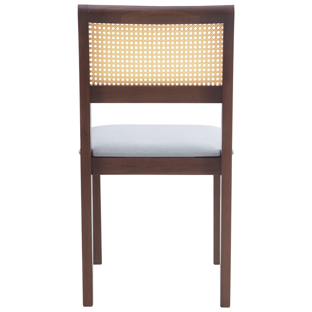 Cadeira Sala de Jantar Madeira Maciça Nivea Tela Rattan Sextavano Linho Cinza/Amêndoa G55 - Gran Belo