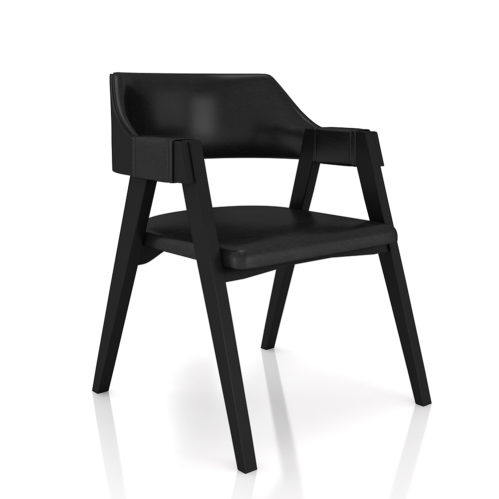 Cadeira Sala de Jantar e Jogos Carteados Madeira Maciça Poker PU Preto/Preto G42 - Gran Belo