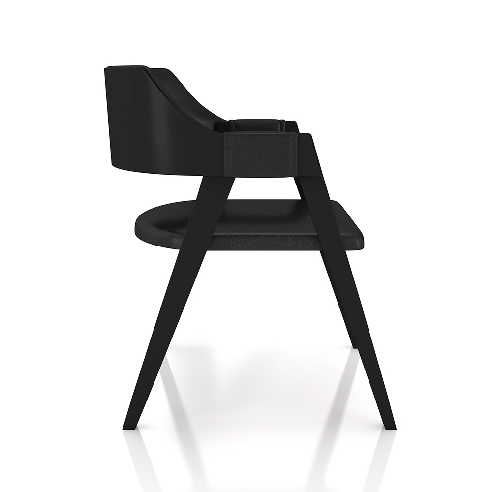 Cadeira Sala de Jantar e Jogos Carteados Madeira Maciça Poker PU Preto/Preto G42 - Gran Belo