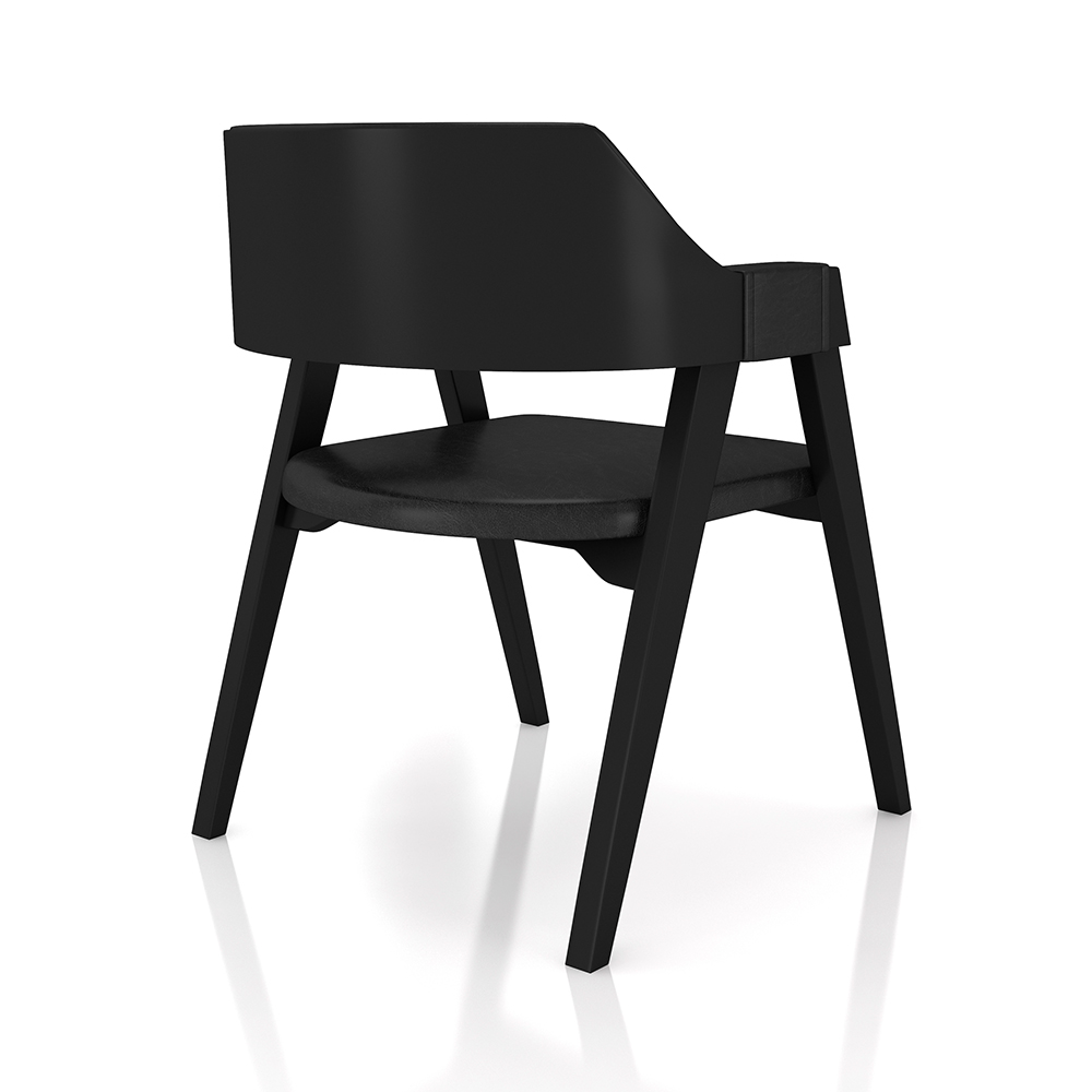 Cadeira Sala de Jantar e Jogos Carteados Madeira Maciça Poker PU Preto/Preto G42 - Gran Belo