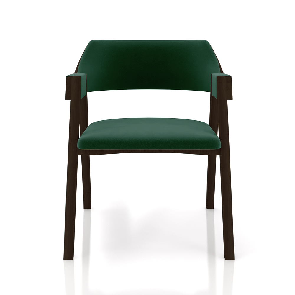 Cadeira Sala de Jantar e Jogos Carteados Madeira Maciça Poker Veludo Verde/Capuccino G42 - Gran Belo