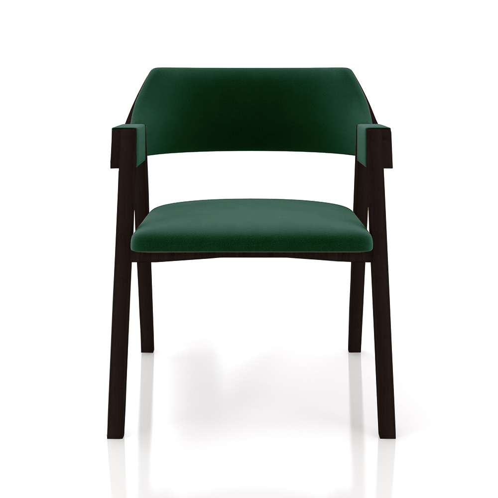 Cadeira Sala de Jantar e Jogos Carteados Madeira Maciça Poker Veludo Verde/Tabaco G42 - Gran Belo