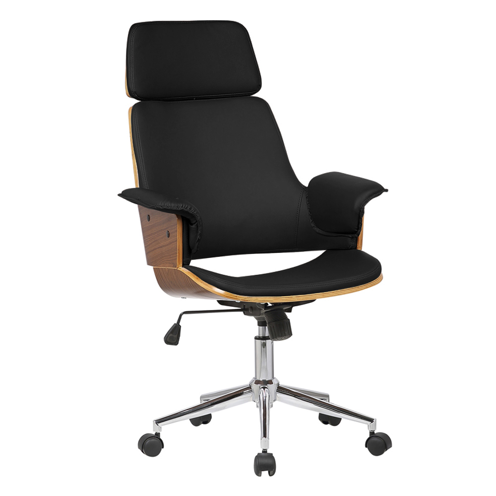Cadeira de Escritório Home Office Decorativa Casemiro PU c/Regulagem de Altura Base Giratória Preto G56 - Gran Belo