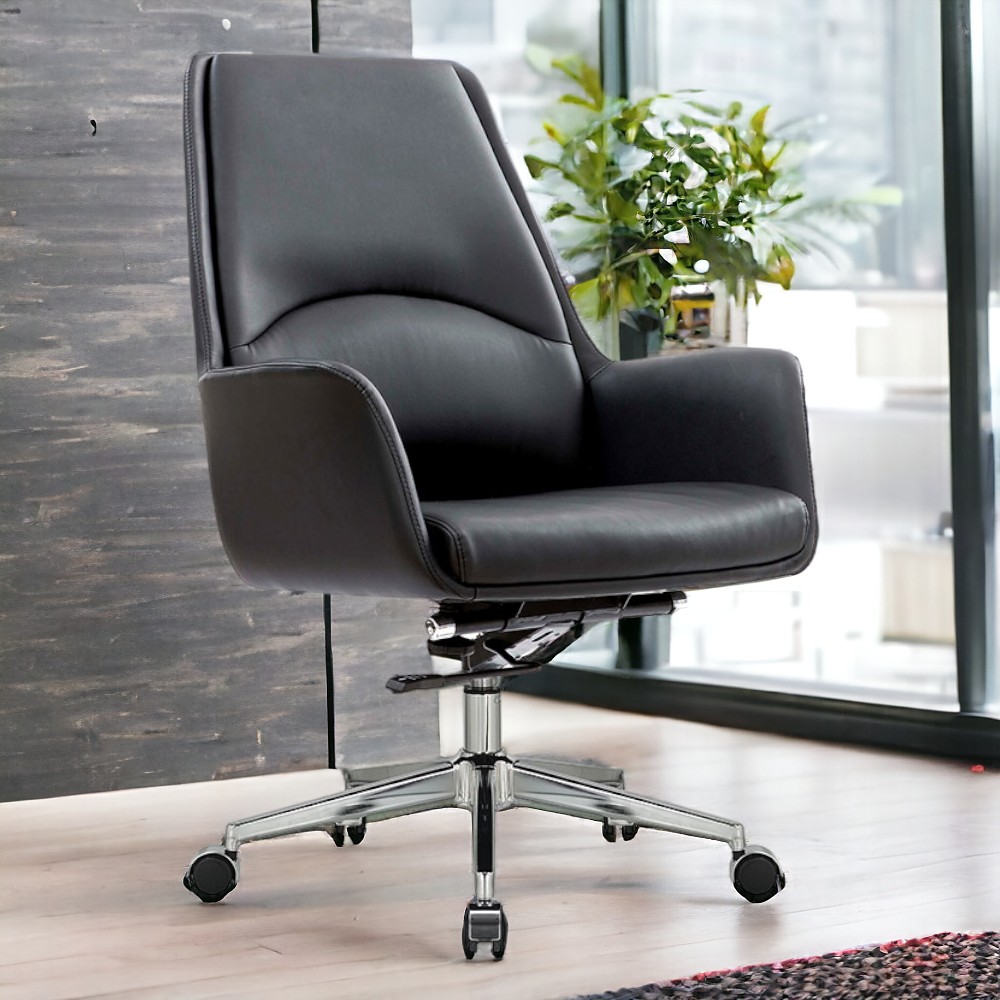 Cadeira de Escritório Office Diretor United Base Estrela com Rodízios PU Preto G56 - Gran Belo