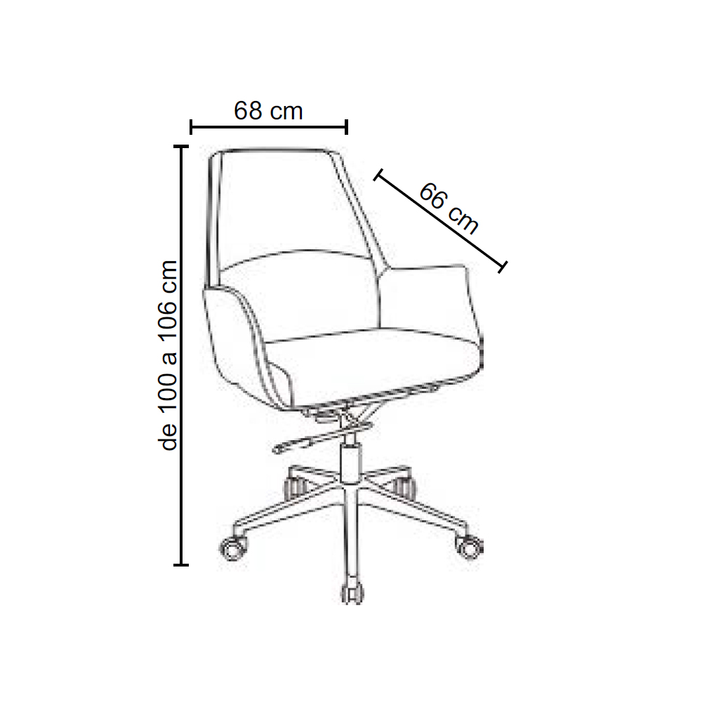 Cadeira de Escritório Office Diretor United Base Estrela com Rodízios PU Preto G56 - Gran Belo