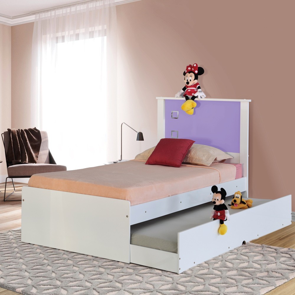 Cama Bibox Solteiro Reino Branco/Lilás - Gran Belo