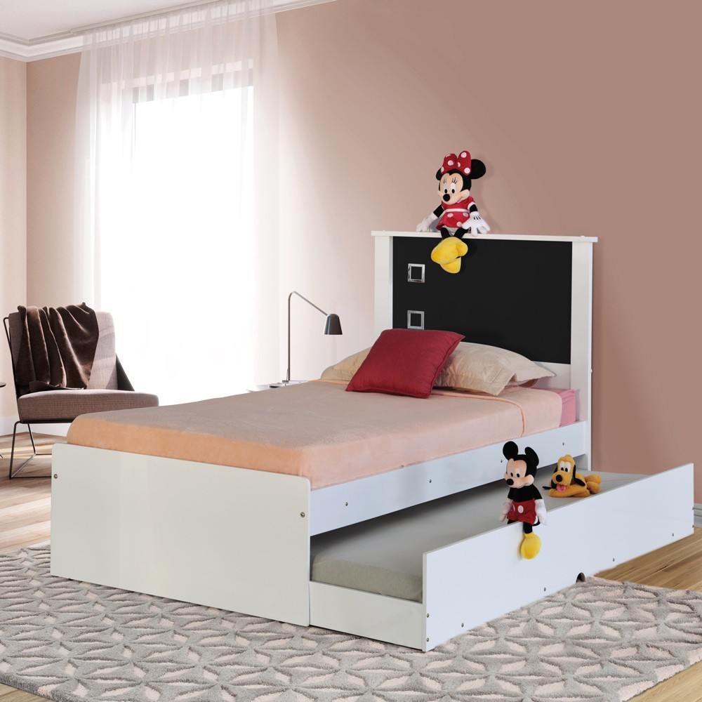 Cama Bibox Solteiro Reino Branco/Preto - Gran Belo