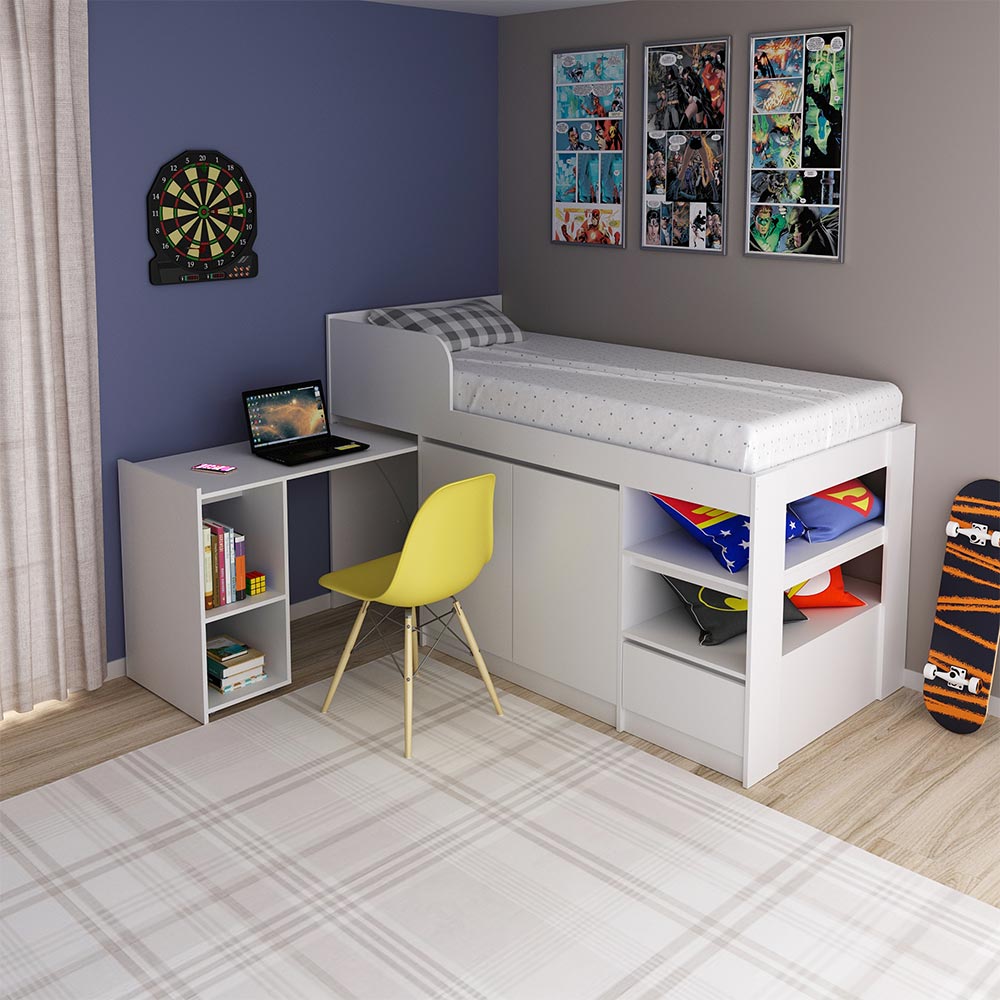 Cama Infantil Juvenil Multifuncional CM8021 MDP Branco G69 - Gran Belo