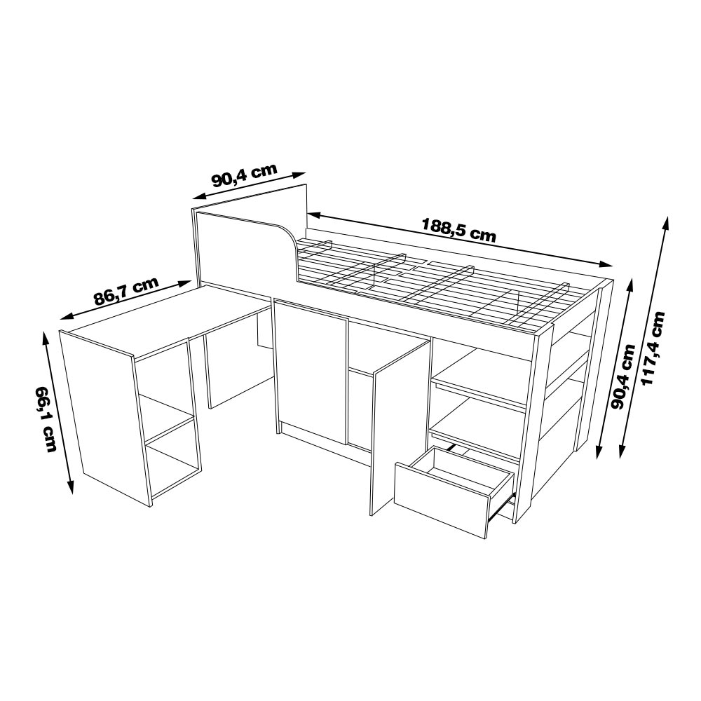 Cama Infantil Juvenil Multifuncional CM8021 MDP Branco G69 - Gran Belo