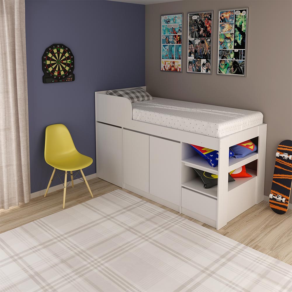 Cama Infantil Juvenil Multifuncional CM8021 MDP Branco G69 - Gran Belo