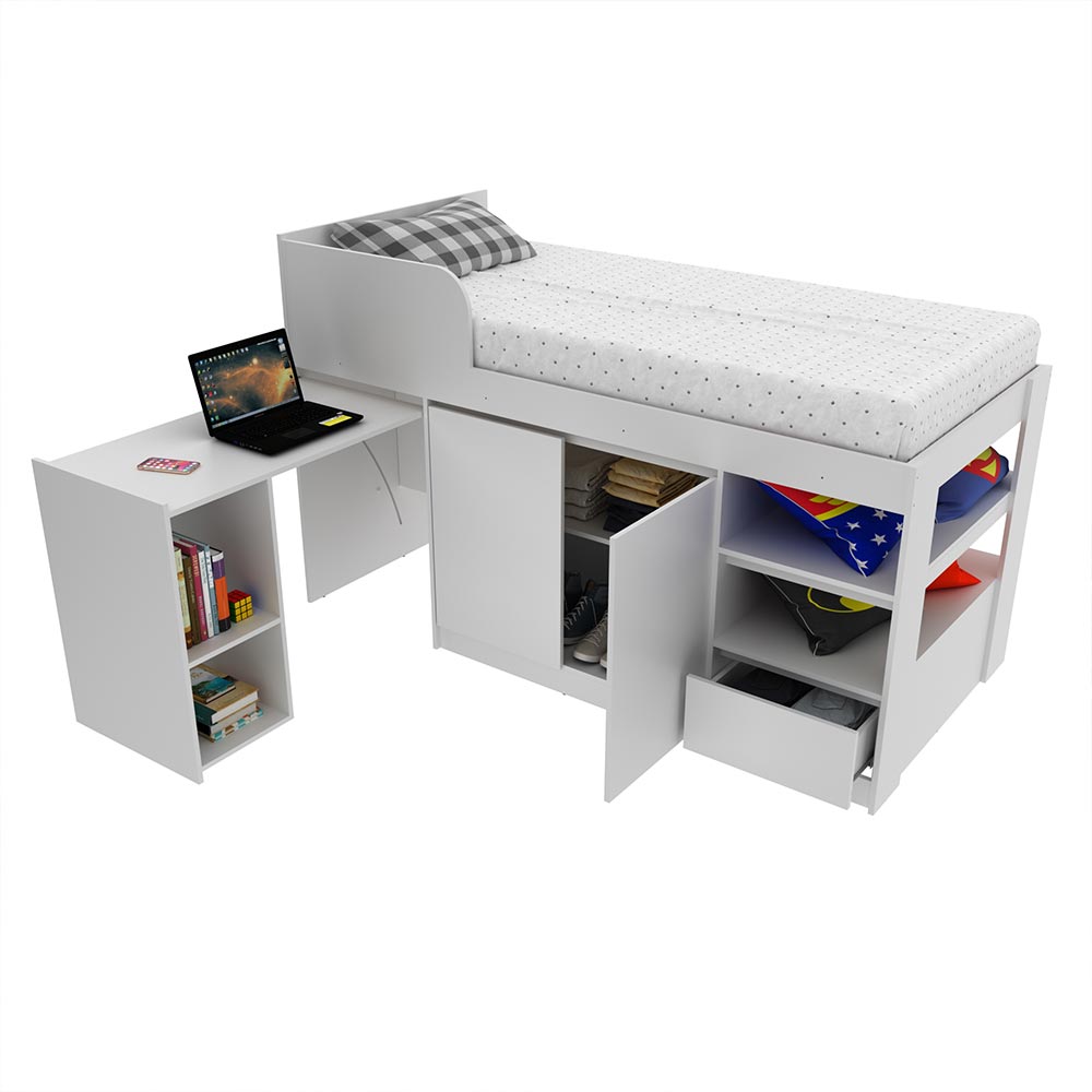 Cama Infantil Juvenil Multifuncional CM8021 MDP Branco G69 - Gran Belo