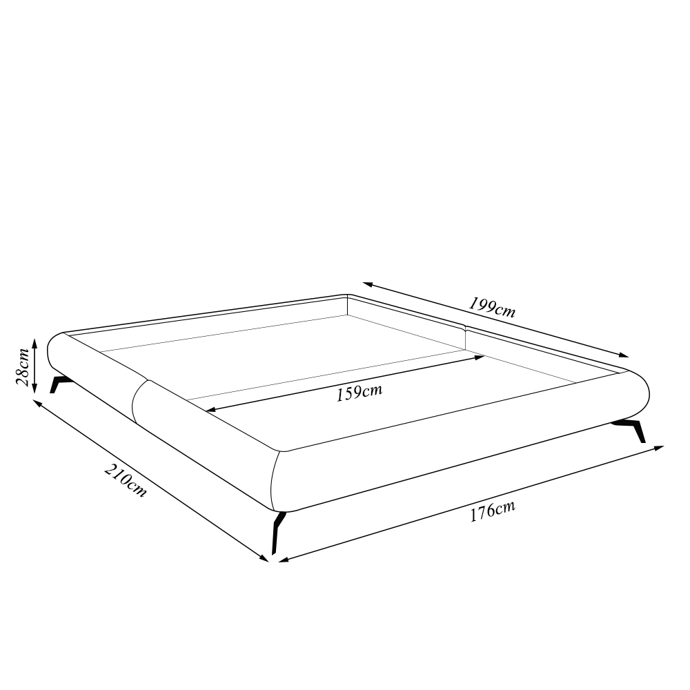 Cama Queen Size Avulsa Bezos Madeira Imunizada Pés em Aço Revestimento Veludo Cinza G91 - Gran Belo