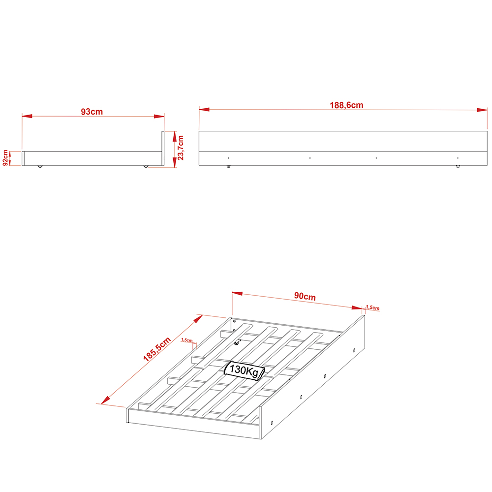 Cama auxiliar MDP CM8008 Amendoa G69 - Gran Belo