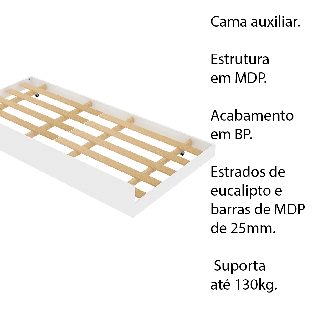 Cama auxiliar MDP CM8008 Branco G69 - Gran Belo