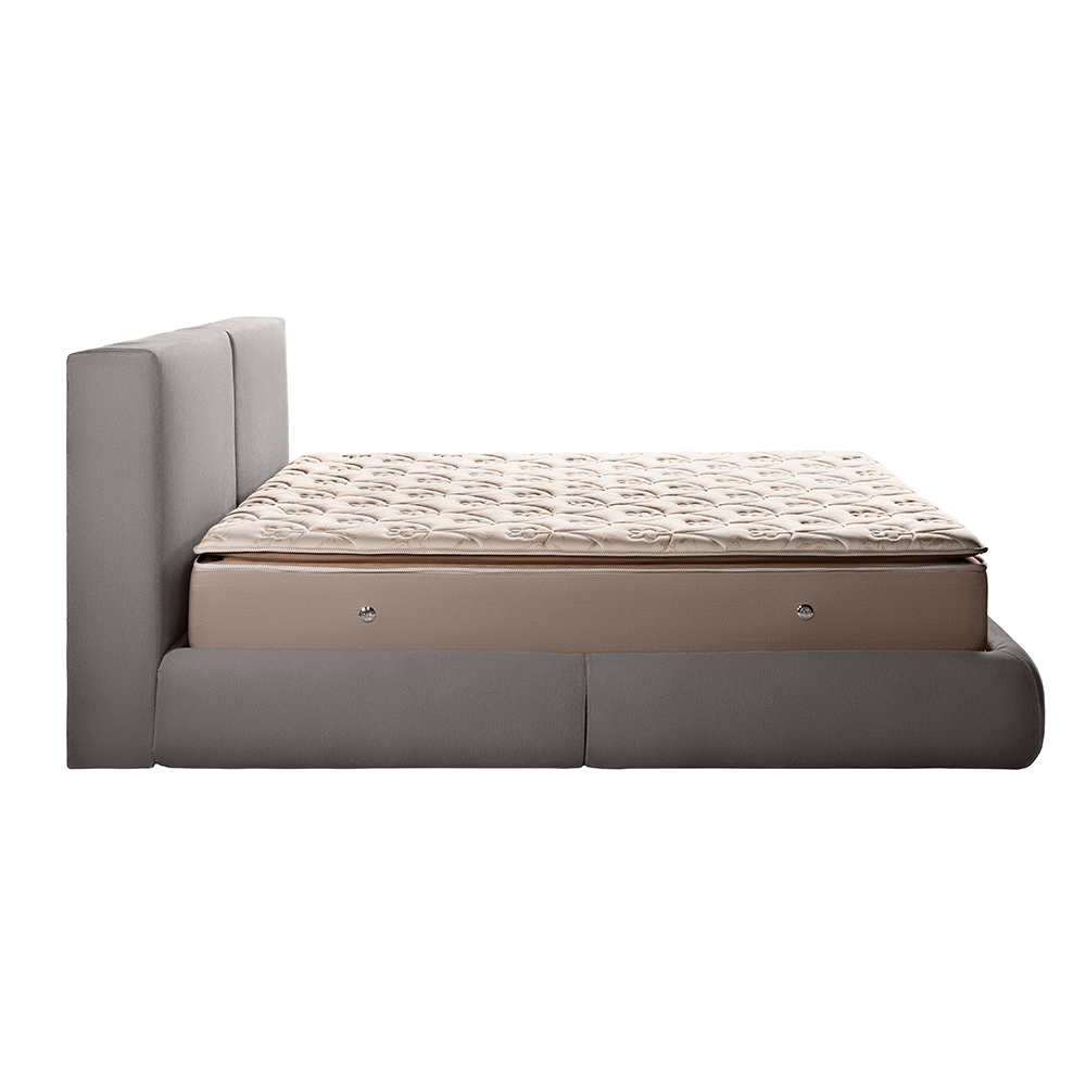 Cama com Cabeceira Elva King Base no Chão Veludo Luxo Cinza G92 - Gran Belo