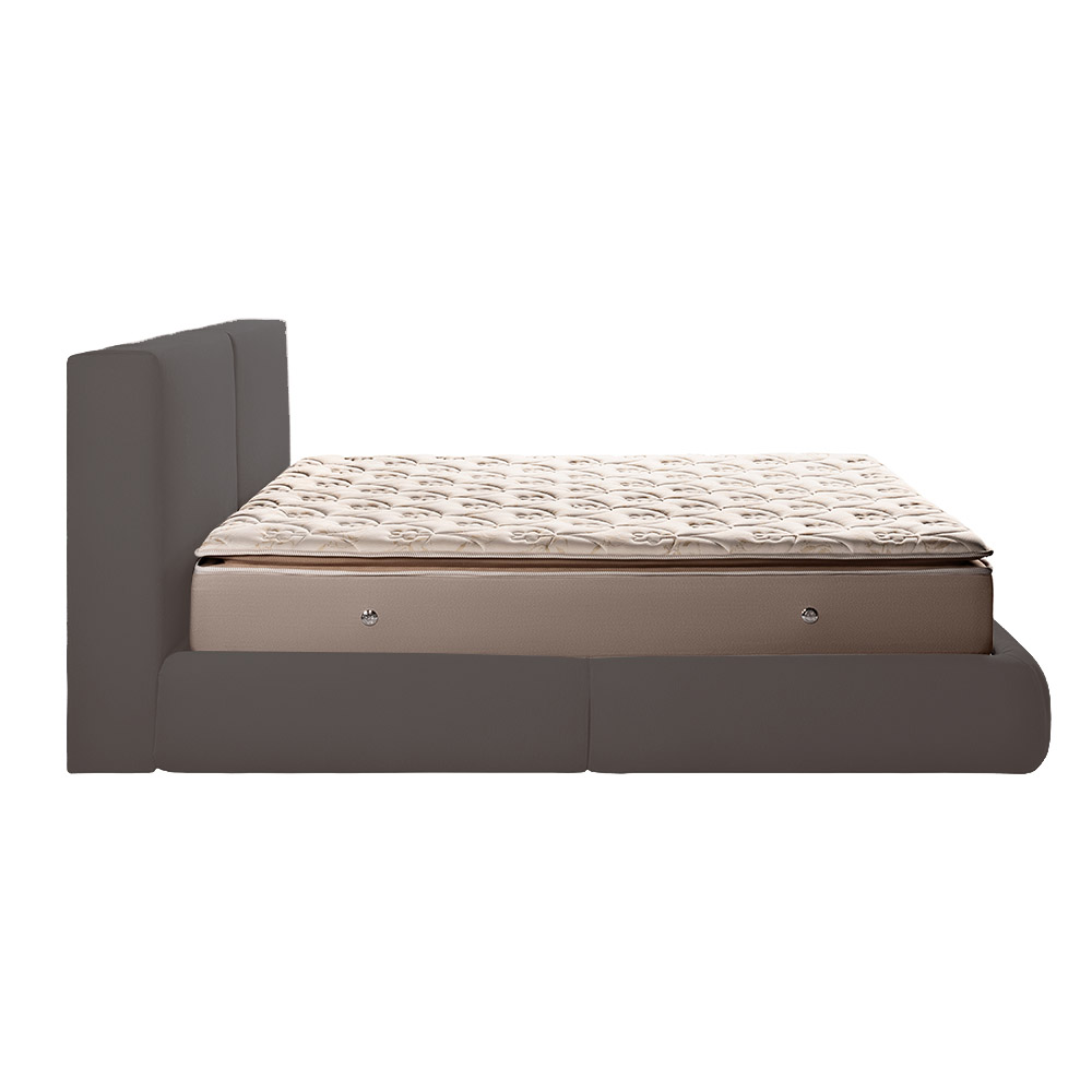 Cama com Cabeceira Elva King Base no Chão Veludo Luxo Marrom G92 - Gran Belo
