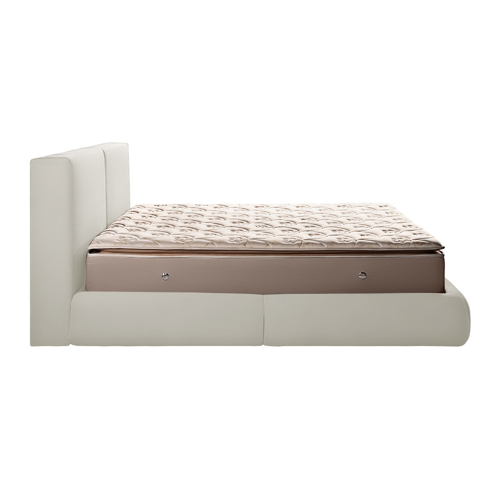 Cama com Cabeceira Elva King Base no Chão Veludo Luxo Off White G92 - Gran Belo