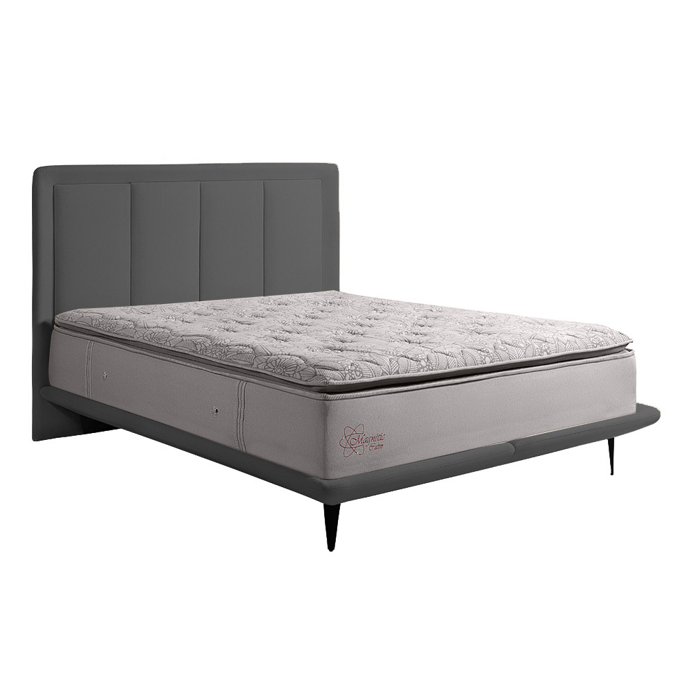 Cama com Cabeceira Pés de Ferro Monza King Linho Chumbo G92 - Gran Belo