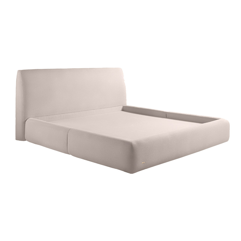 Cama com Cabeceira Pagani King Base no Chão Bouclê Branco G92 - Gran Belo