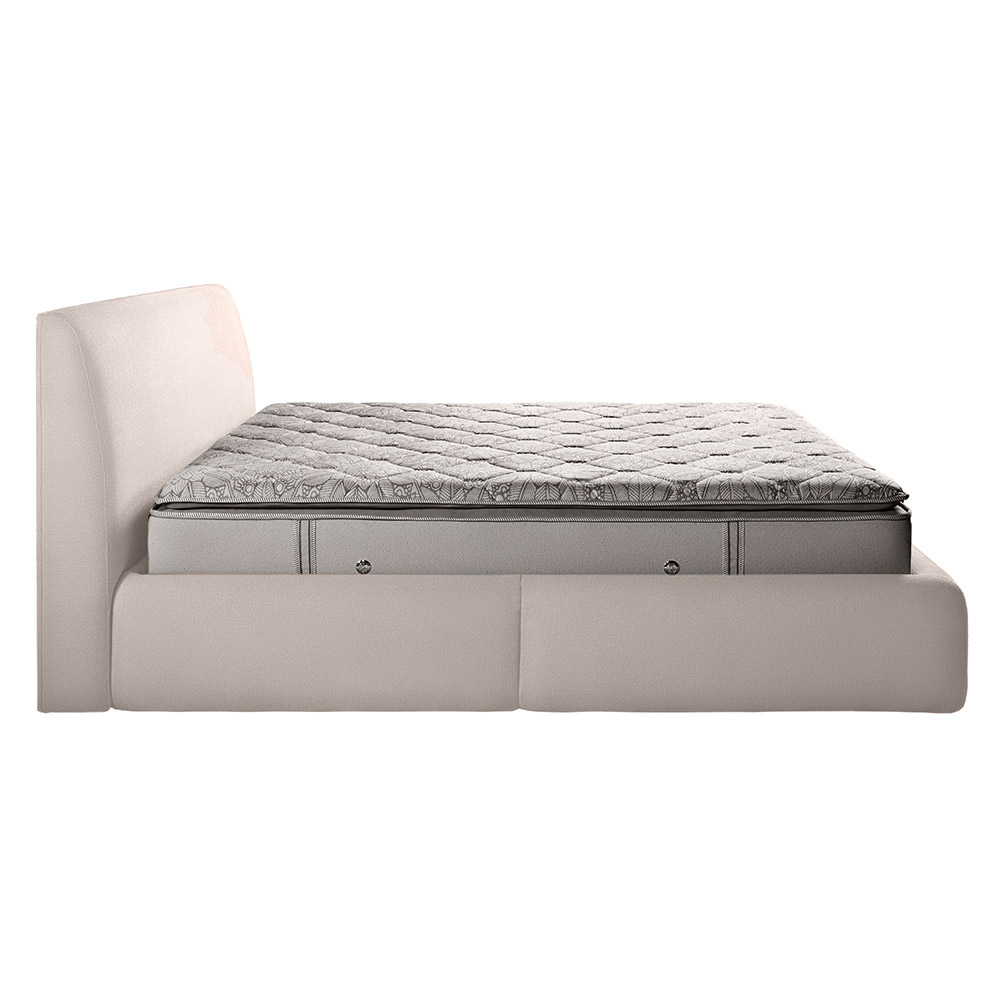 Cama com Cabeceira Pagani King Base no Chão Bouclê Branco G92 - Gran Belo