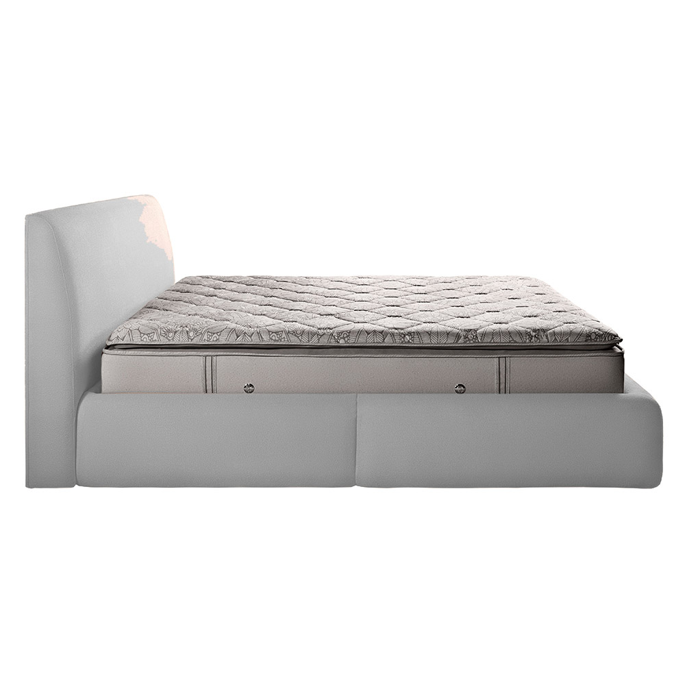 Cama com Cabeceira Pagani King Base no Chão Bouclê Cinza G92 - Gran Belo