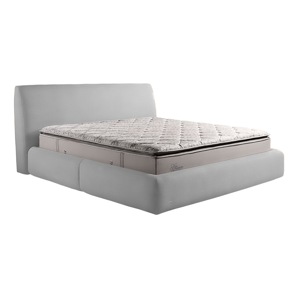 Cama com Cabeceira Pagani King Base no Chão Bouclê Cinza G92 - Gran Belo