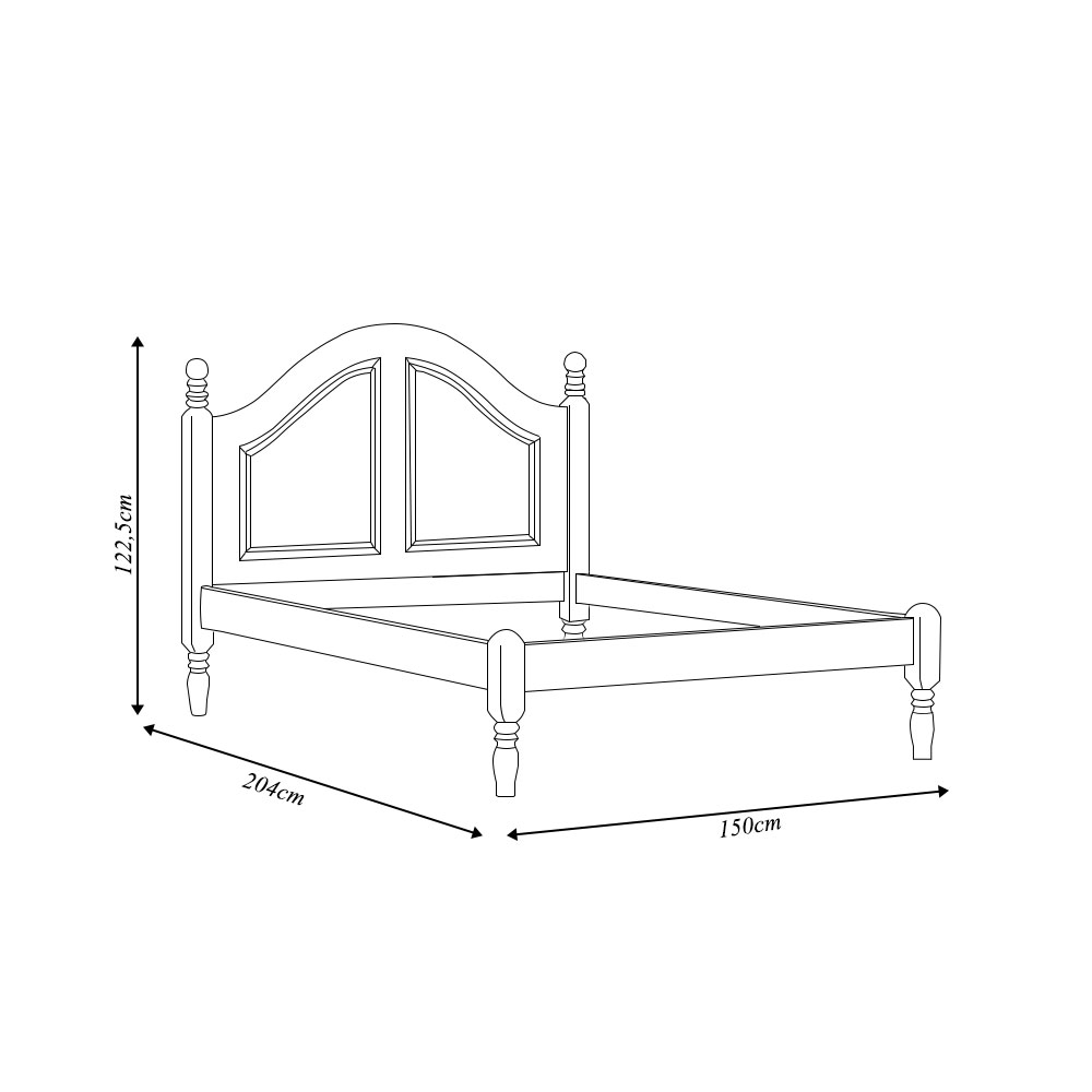 Cama de Casal Pés Torneados  Madeira Maciça Naipe Freijó - G74 - Gran Belo