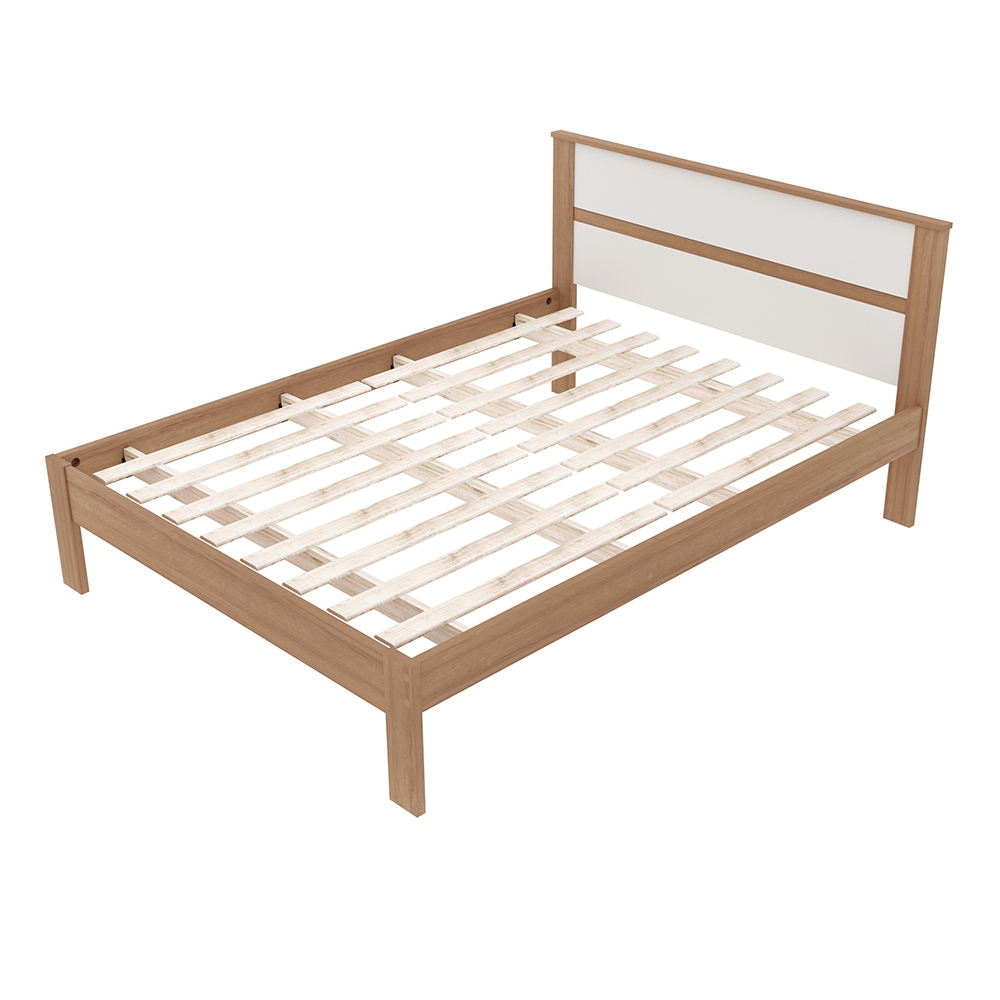 Cama de casal MDP CM8005 Amendoa/Branco G69 - Gran Belo