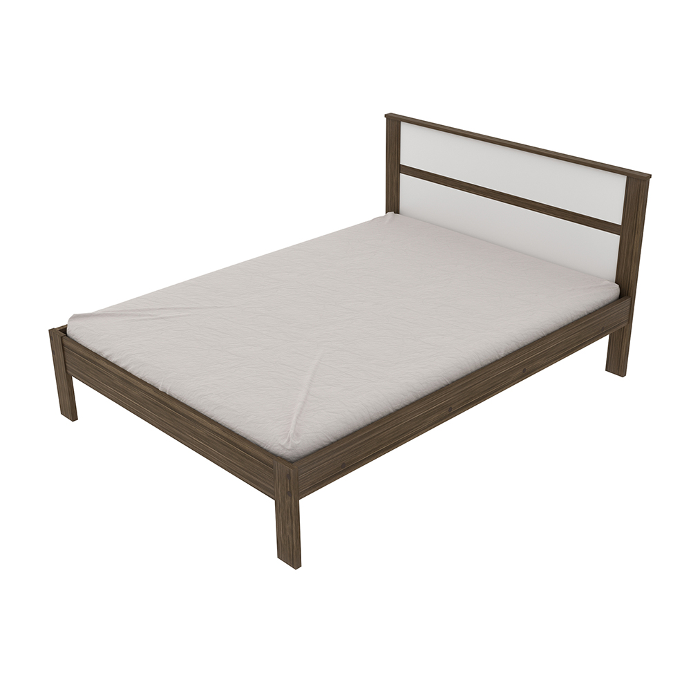 Cama de casal MDP CM8005 Nogal/Branco G69 - Gran Belo