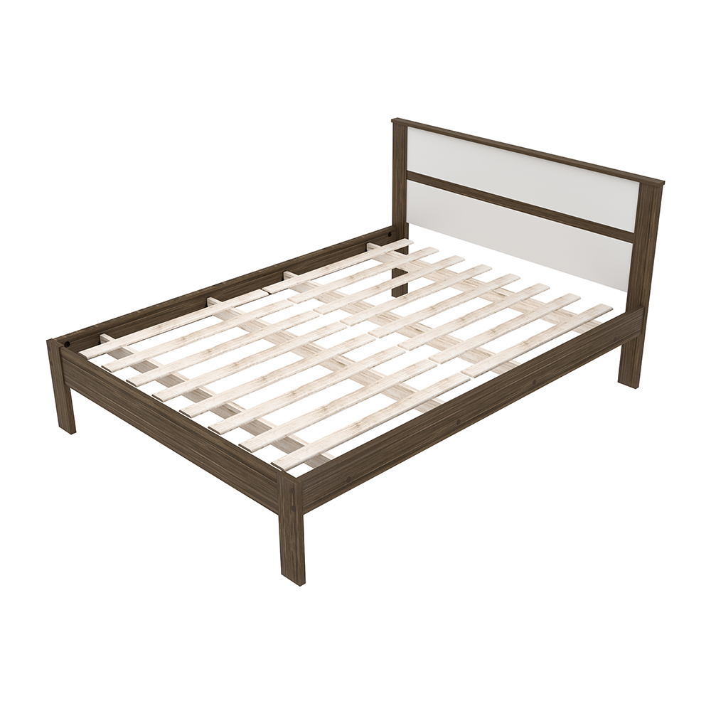 Cama de casal MDP CM8005 Nogal/Branco G69 - Gran Belo