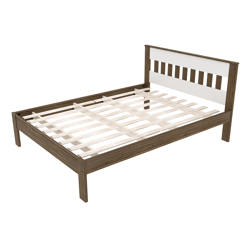 Cama de casal MDP CM8007 Nogal/Branco G69 - Gran Belo