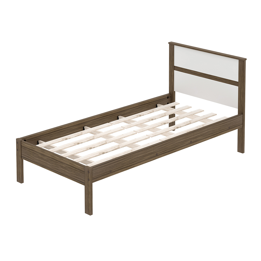 Cama de solteiro MDP CM8004 Nogal/Branco G69 - Gran Belo