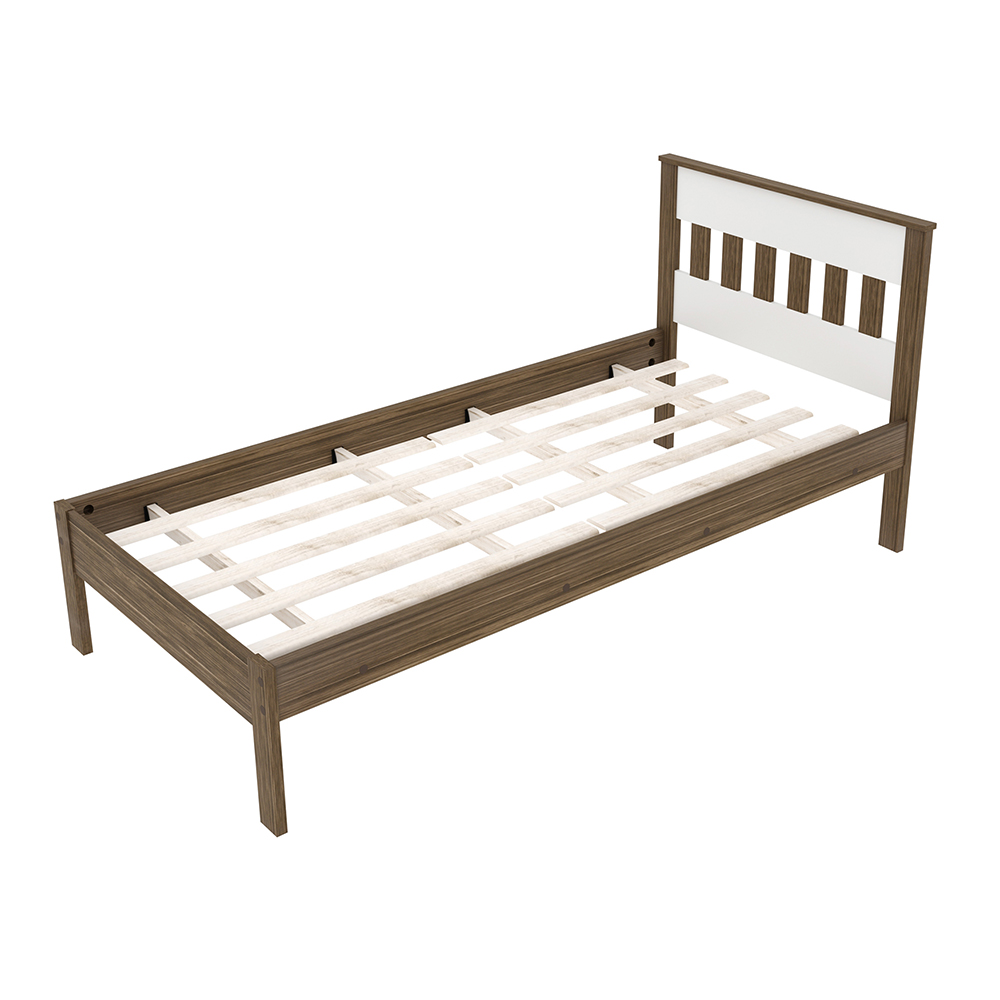Cama de solteiro MDP CM8006 Nogal/Branco G69 - Gran Belo