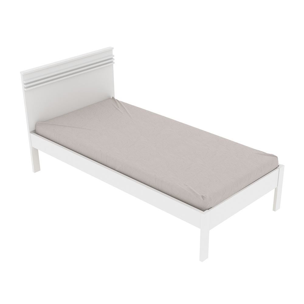 Cama de solteiro MDP CM8010 Branco G69 - Gran Belo