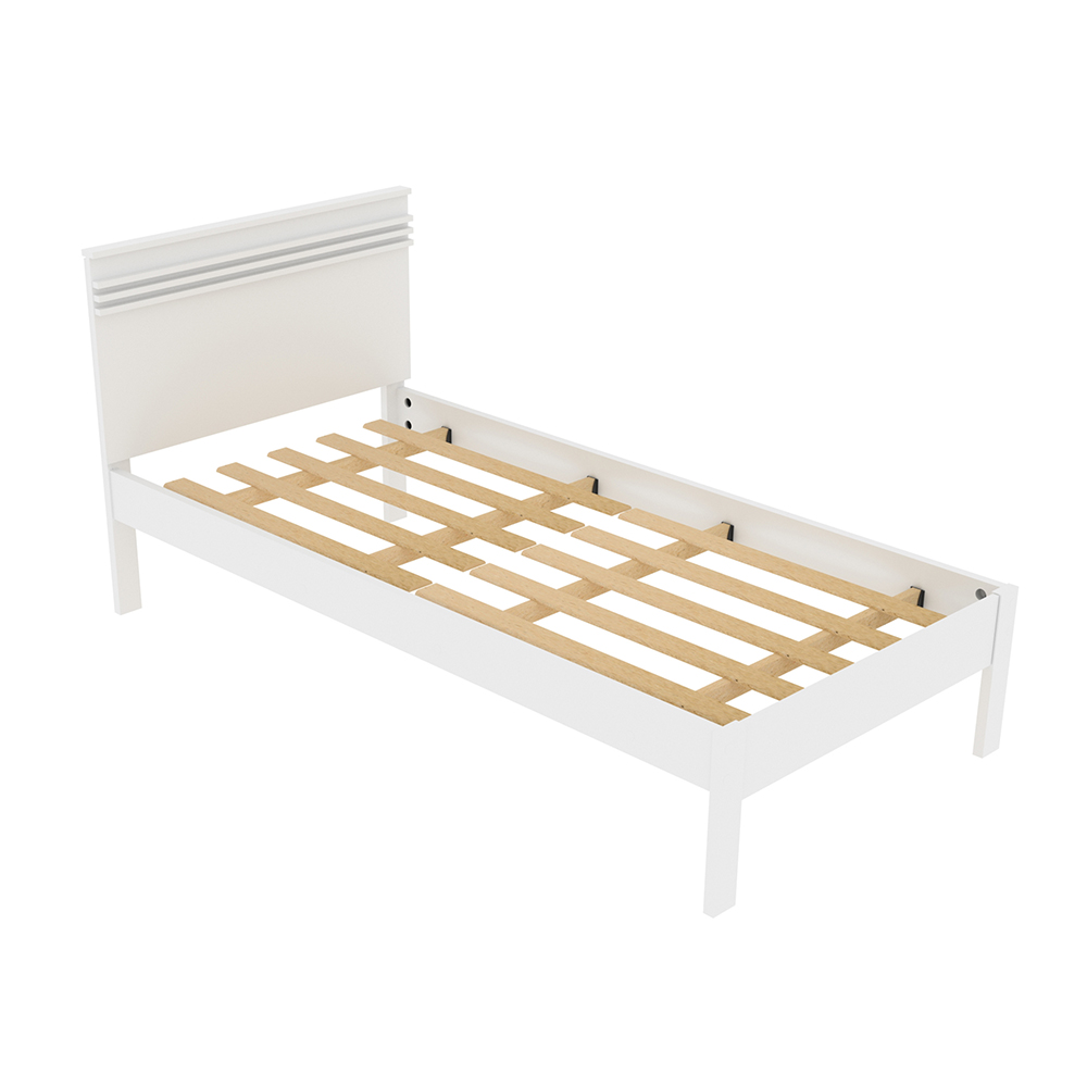 Cama de solteiro MDP CM8010 Branco G69 - Gran Belo