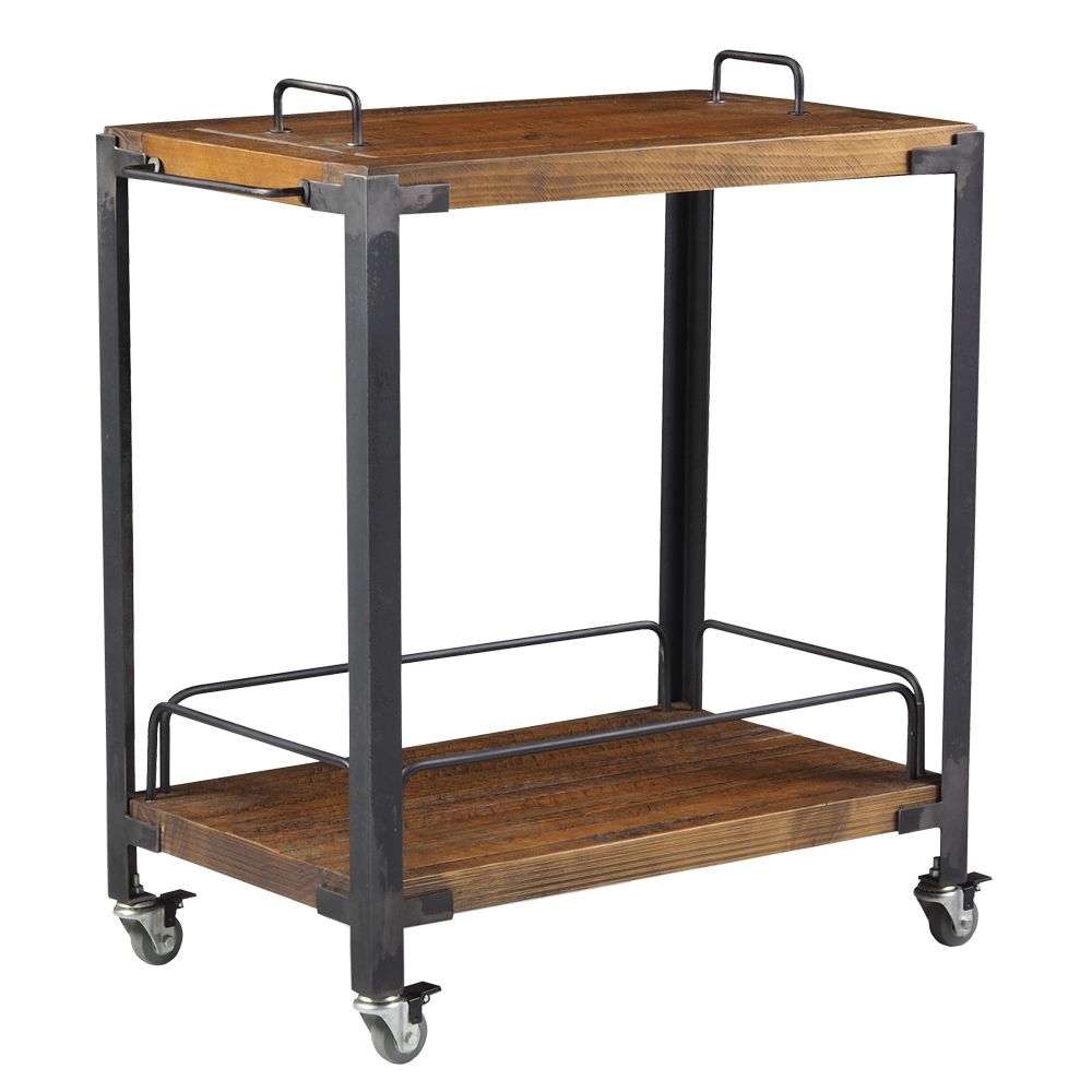 Carrinho Churrasco Mesa de Servir Multiuso Gourmet Churrasqueira Albury Grafite Madeira Maciça Rustic Brown G54 - Gran Belo