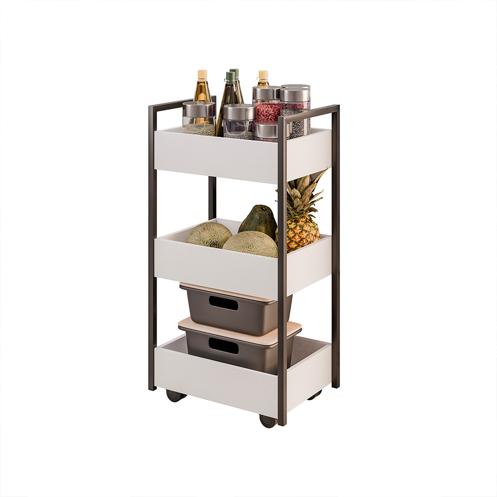 Carrinho Multiuso 3 Prateleiras Cozinha Vallue Branco G96 - Gran Belo