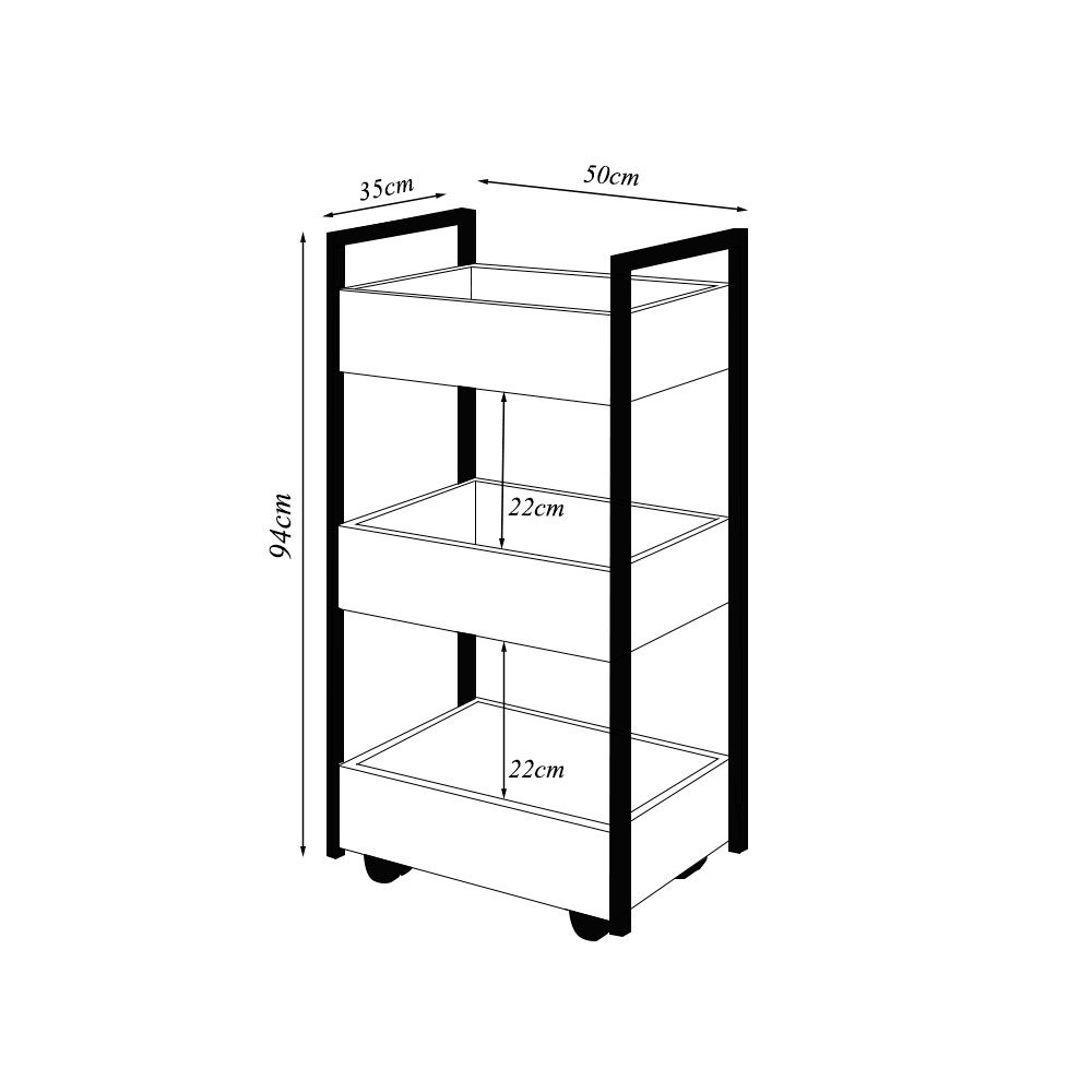 Carrinho Multiuso 3 Prateleiras Cozinha Vallue Branco G96 - Gran Belo