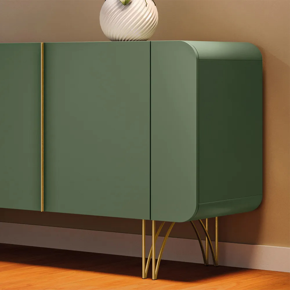 Conjunto 1 Cristaleira 1 Buffet 1 Mesa de Centro e 1 Aparador Texas/Virginia/Rennes Verde/Castanho G26 - Gran Belo
