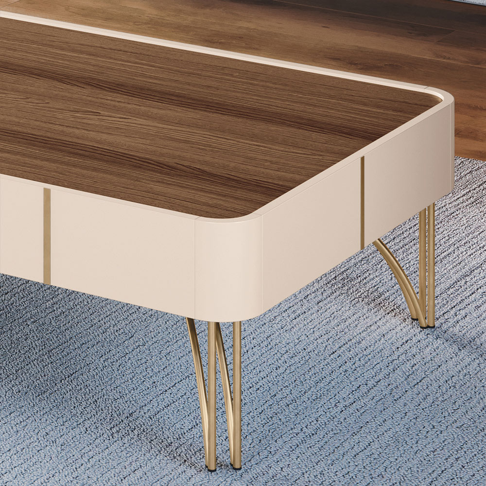 Conjunto 1 Cristaleira 2 Buffets e 1 Mesa de Centro Évora/Saluti/Benvenuto/Cadenza Off White/Castanho G26 - HB Móveis