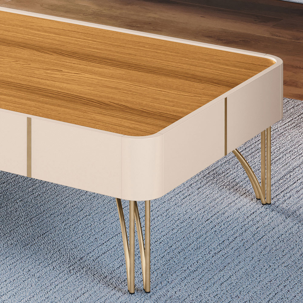 Conjunto 1 Cristaleira 2 Buffets e 1 Mesa de Centro Évora/Saluti/Benvenuto/Cadenza Off White/Cinamomo G26 - HB Móveis